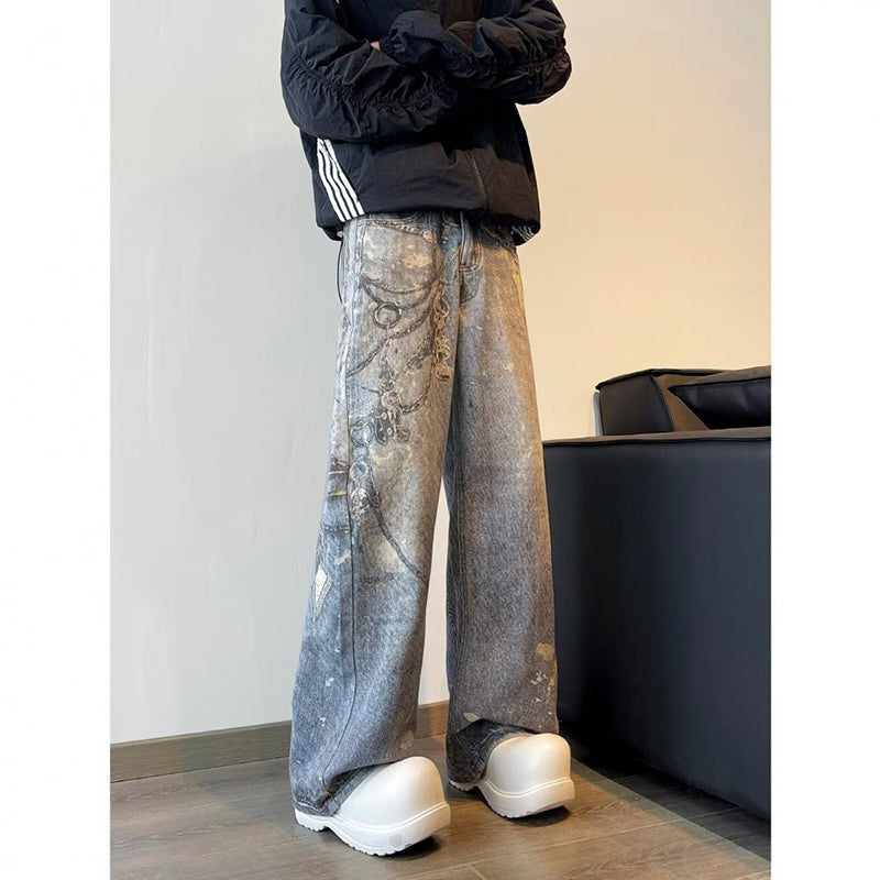 [BIGEMAN Series] ★Denim pants★ 2 colors Bottoms Unisex Men's Casual Simple Easy to match