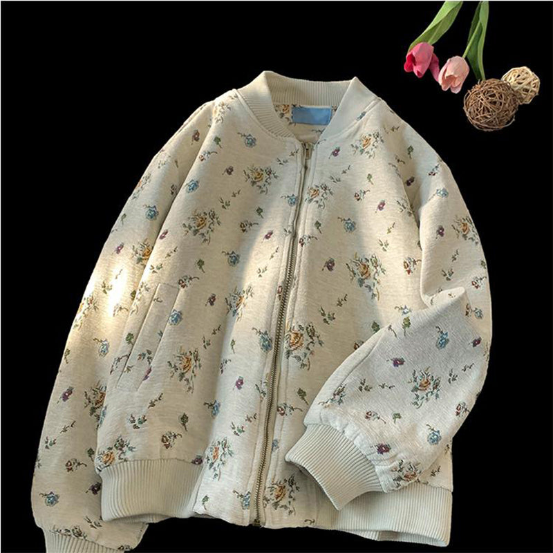 [BENGE Series]★Outerwear★ 2color Jacket Floral Pattern Ladies Casual Easy to Match