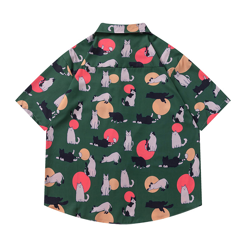 Very popular item [BEAT BOY series]★China style shirt★ Letter pattern Kanji short sleeve shirt Floral pattern shirt Print tops Unisex Men's ML XL 2XL