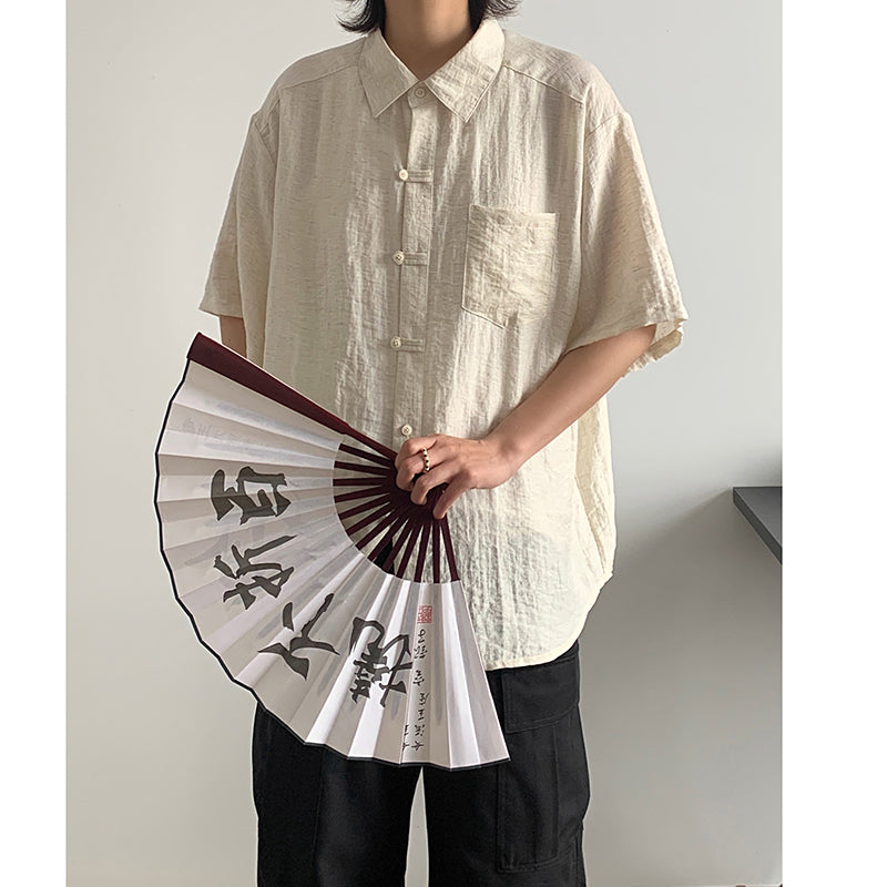 [SENSU Series] ★Chinese-style tops★ Shirt, short-sleeved shirt, unisex, men's, simple, Chinese clothing, summer clothing