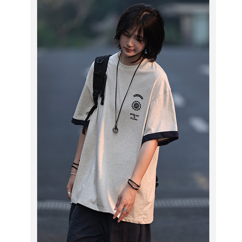 【NCLLWシリーズ】★トップス★ 3color Tシャツ 男女兼用 メンズ コットン シンプル 半袖 配色 おしゃれ