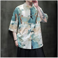 Load image into Gallery viewer, [BIGEMAN Series] ★China style tops★ 2color shirt, bamboo pattern, bamboo, short sleeves, unisex, men's, large size, black white
