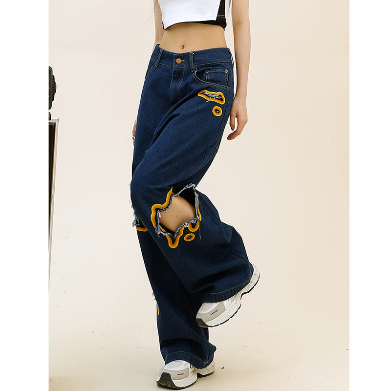 [WIZARD Series] ★Denim pants★ 2 colors Pants Bottoms Jeans Unisex Ladies Men Flame Stylish