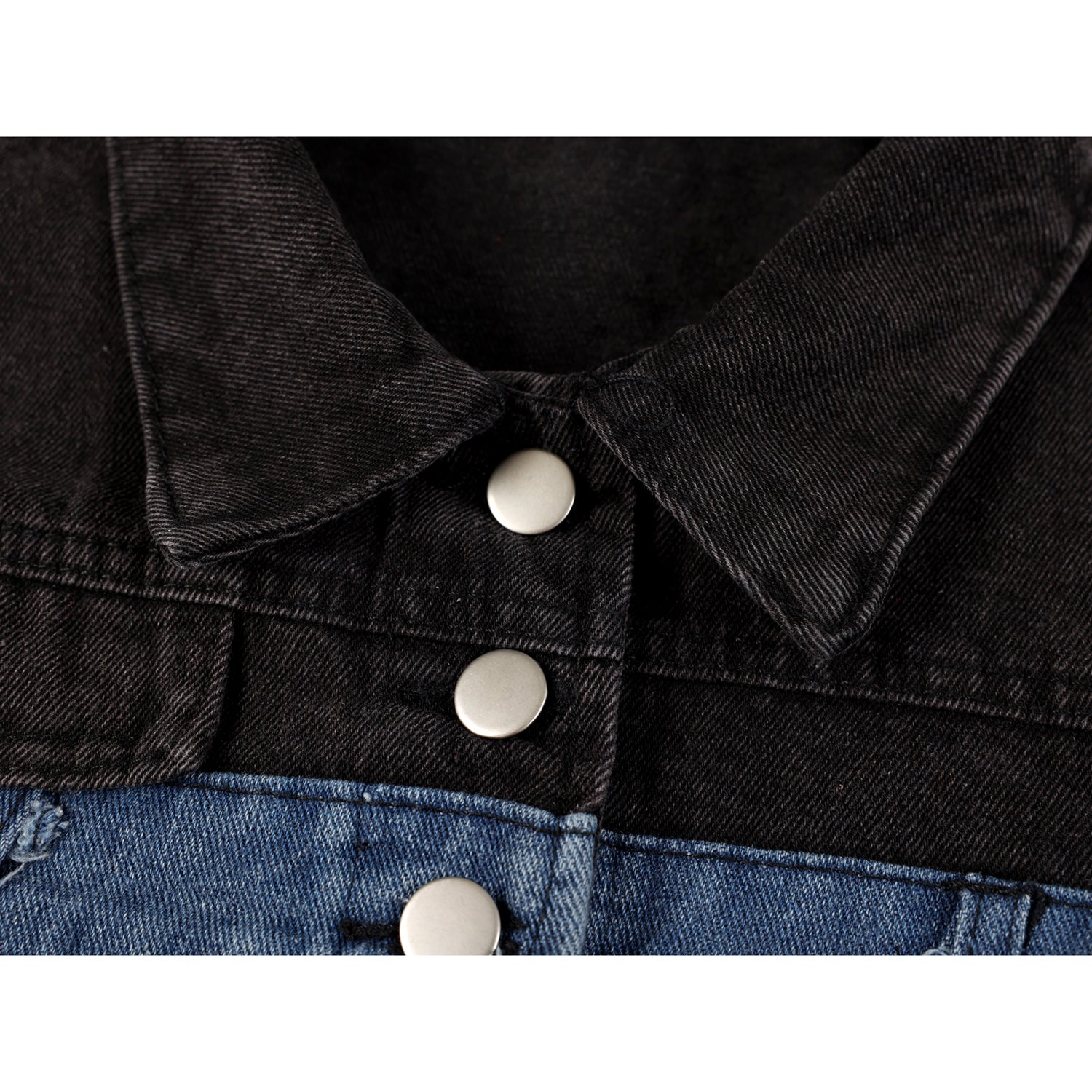 [LHSEN Series] ★Outer★ Jacket Switching Denim Easy to match with design Blue Blue