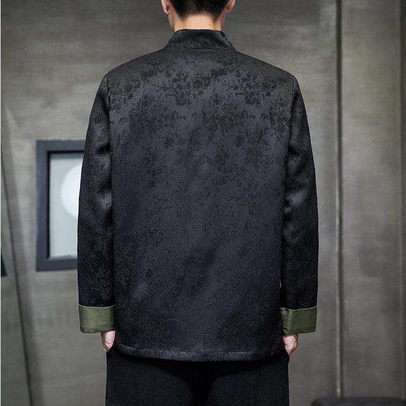 [JUNYI Series]★China style outerwear★Shirt outerwear, unisex, men's, large size, switching color scheme, black, black