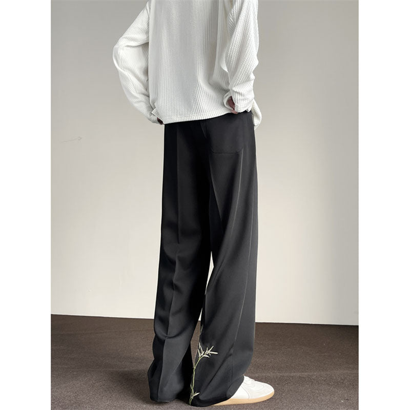 [Qotriock Series] ★Chinese-style pants★ Casual pants, trousers, bottoms, unisex, men's, large size, bamboo, black