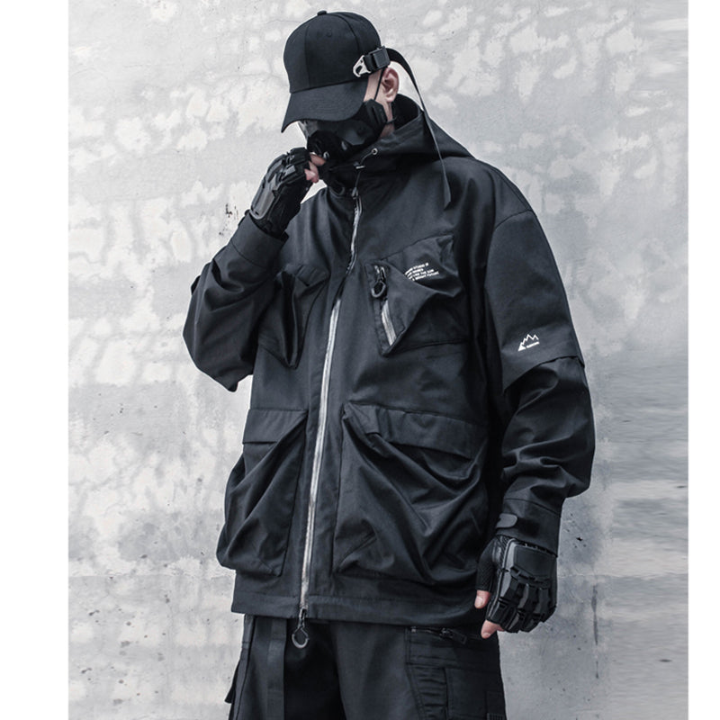 [WL Series] ★Jacket★ Outerwear with hood, unisex, men's casual, black, large pockets