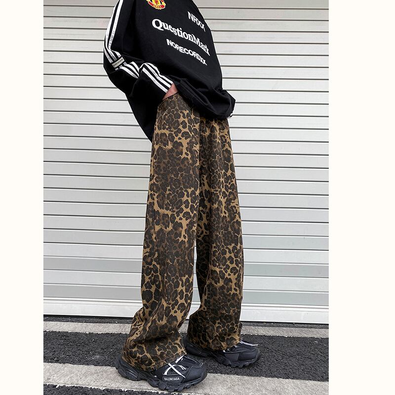 [V37 Series] ★Casual Pants★ Leopard Print Pants Bottoms Unisex Men's Large Size Stylish