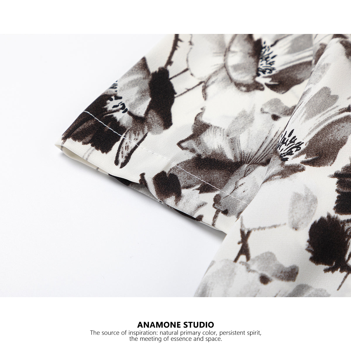 [ANAMONE STUDIO Series] ★Chinese-style top★ Short-sleeved shirt, ink-wash pattern, SML, short length, stylish