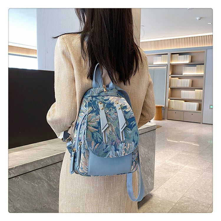 [NANA Series]★Bag★ 3color Rucksack Rucksack Floral Pattern Cute Blue Black Brown