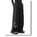 [Illustrated series]★China style pants★Bottoms China button black black unisex men's casual pants