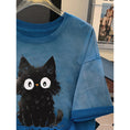 Gallery viewerに画像を読み込む, 【YINYAシリーズ】★Tシャツ★ トップス 半袖 レディース 猫 ねこ ネコ 猫柄 おしゃれ グラデーション ブルー 青い
