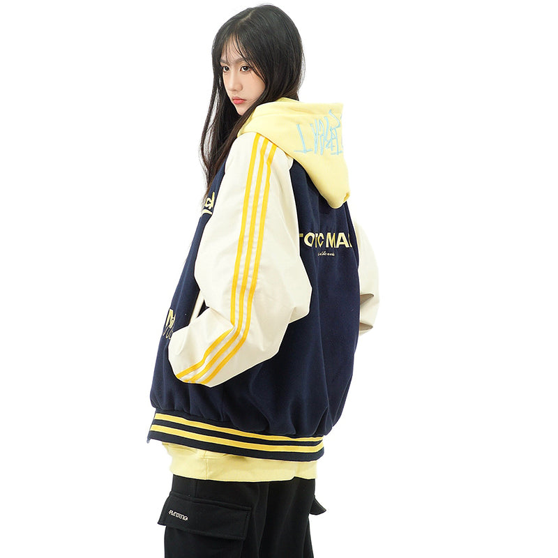 [Amoeba Series] ★Stadium Jacket★ 2color Jacket Switching Color Scheme Unisex Men's Stylish Casual