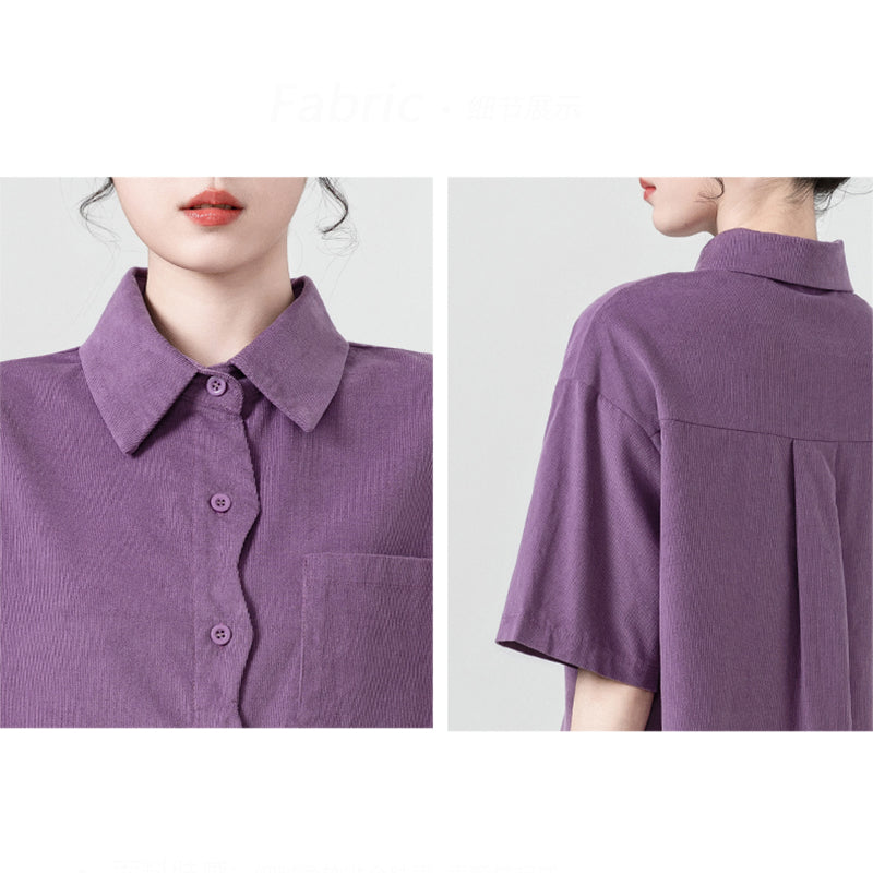 [WEIWU Series] ★Shirt★ 2 colors Short sleeve Tops for women Easy to match Improve your style Purple Beige