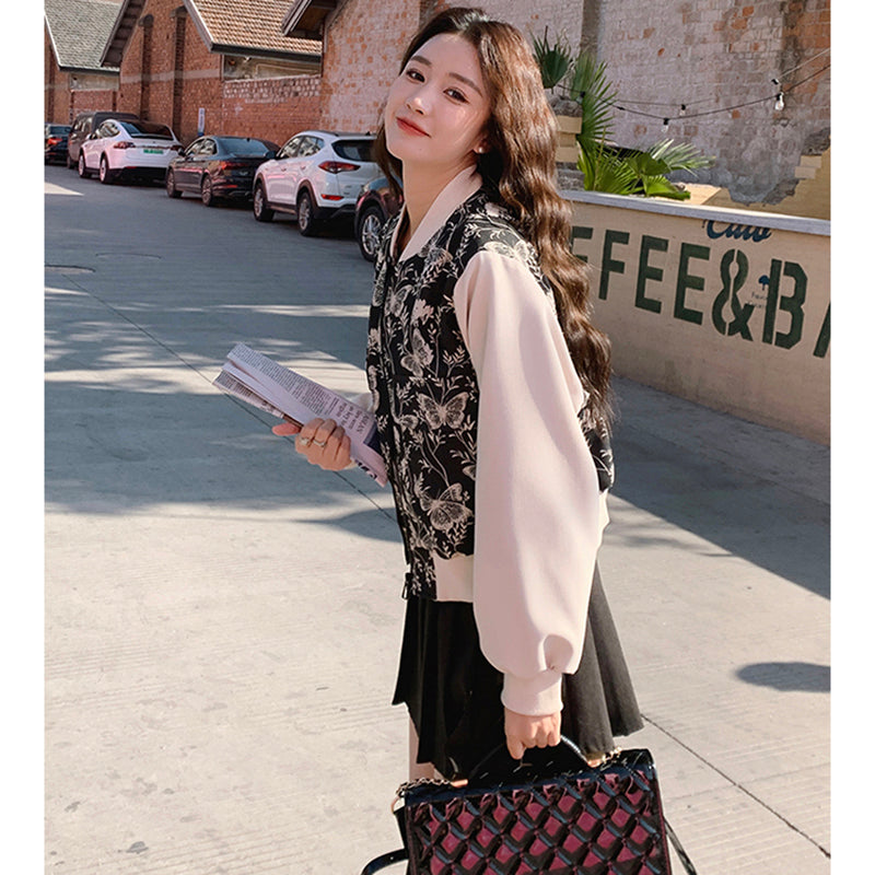 [XIAOMIFENG Series] ★China style outerwear★ Jacket, floral pattern, stadium jacket, switching, casual, stylish