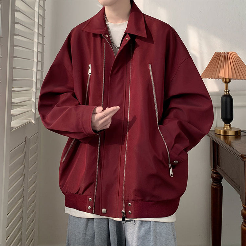 [PPG series]★Jacket★ 3color outerwear unisex men's simple black wine red apricot