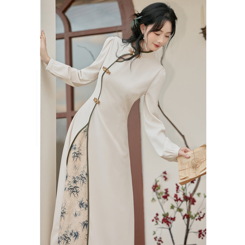 [Hanamori Series]★Chinese style dress★ Improved Chinese dress, fake layered, cute Chinese clothing