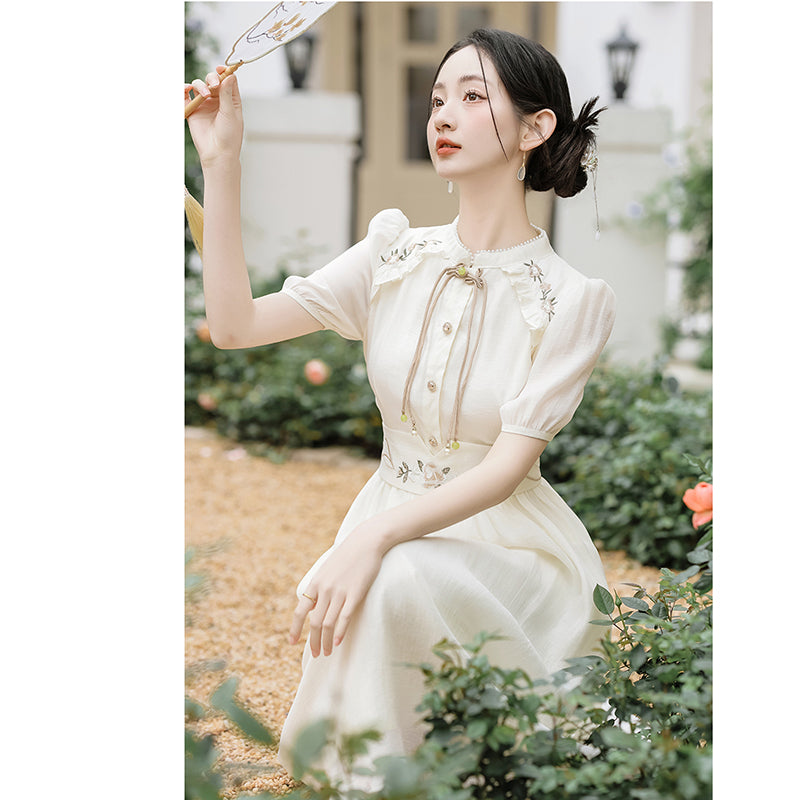 [FANJIAMAN series] ★Chinese style dress★ Dress + belt Improve your temperament Cute Date Summer clothes