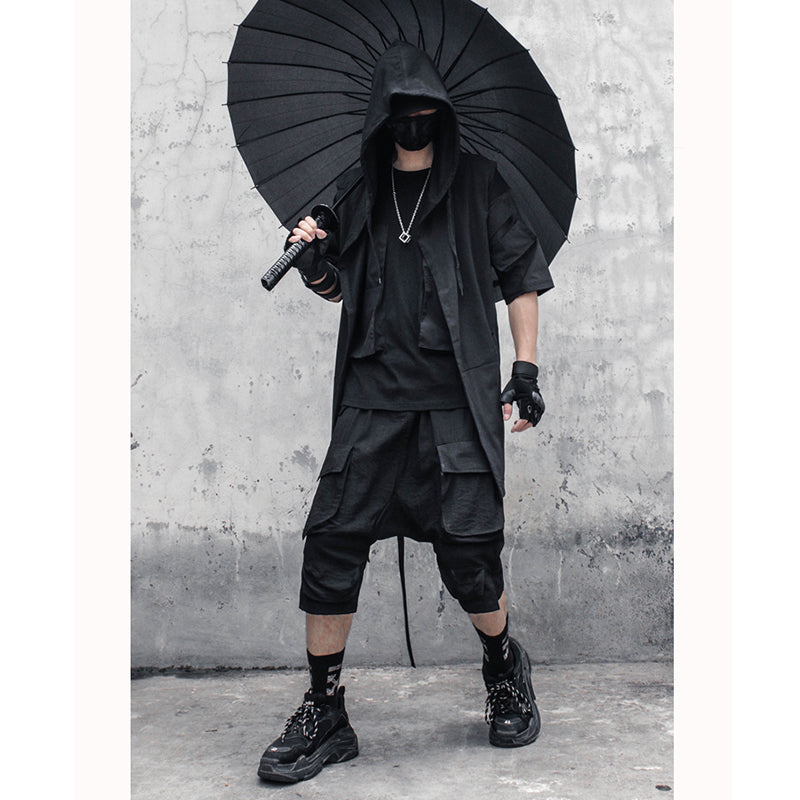 [WL Series] ★Outer★ Short sleeve type or long sleeve type Cloak with hood Unisex Men's Large size