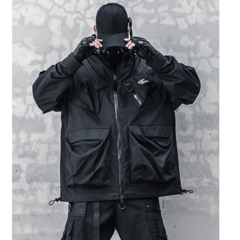 [WL Series] ★Jacket★ Outerwear with hood, unisex, men's casual, black, large pockets