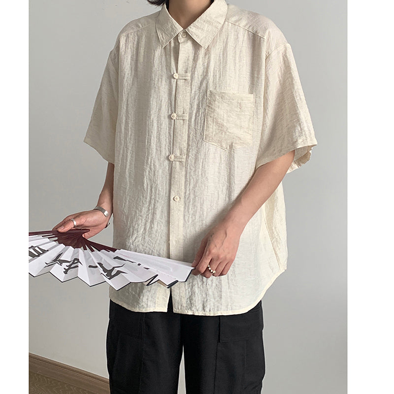 [SENSU Series] ★Chinese-style tops★ Shirt, short-sleeved shirt, unisex, men's, simple, Chinese clothing, summer clothing