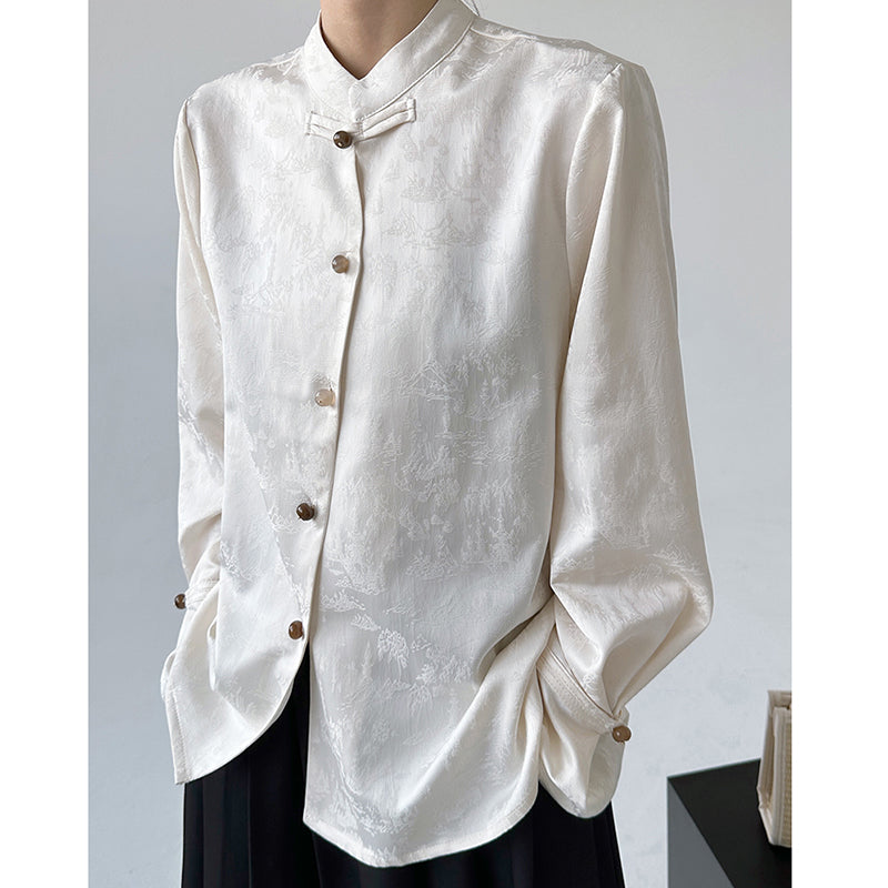 [MUYUZI Series]★China Style Shirt★ 2color Tops Long Sleeve Shirt Women's Chinese Clothing Improves Temperament