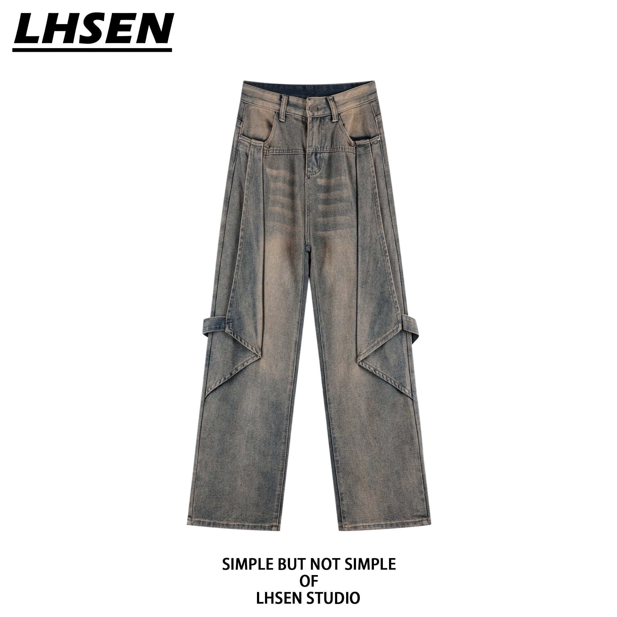 [LHSEN Series] ★Denim pants★ Jeans, trousers, bottoms, women's, retro, cute, easy to match