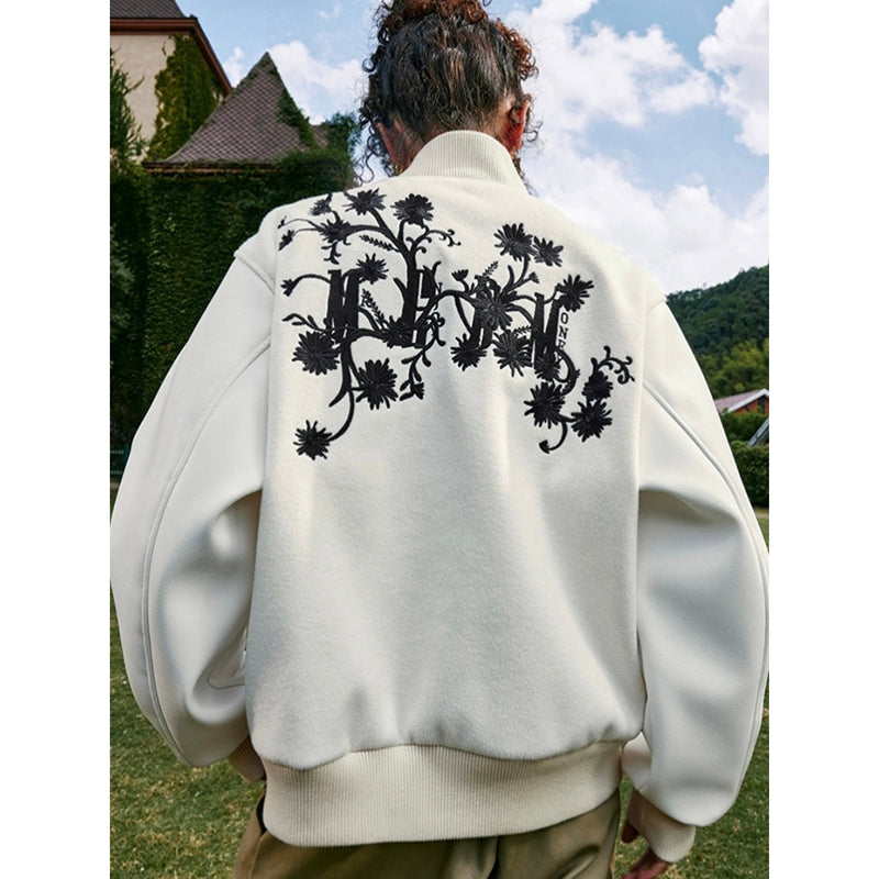 [FASHION series] ★Outerwear★ 2color embroidered stadium jacket, unisex, men's, women's, switching