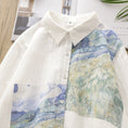 Load image into Gallery viewer, [XIUZHI Series] ★Long-sleeved shirt★ Tops for women, oil painting style, cotton, white, blue, improves your temperament
