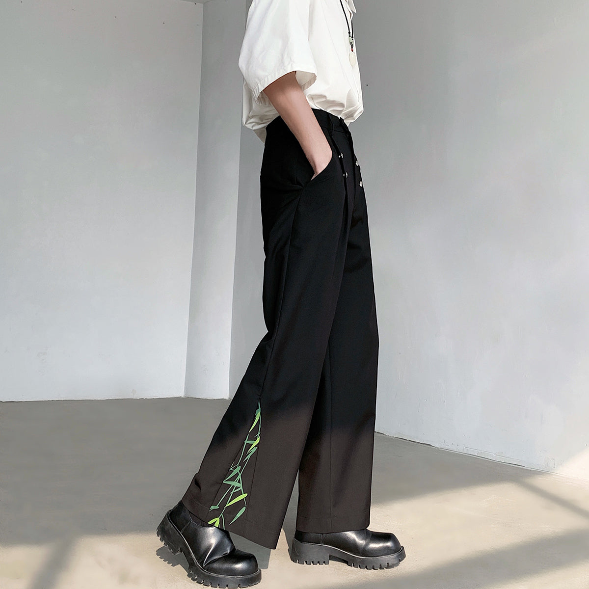 [LPZ Series]★China Style Pants★Casual Pants Trousers Bottoms Bamboo Unisex Men's Black Black