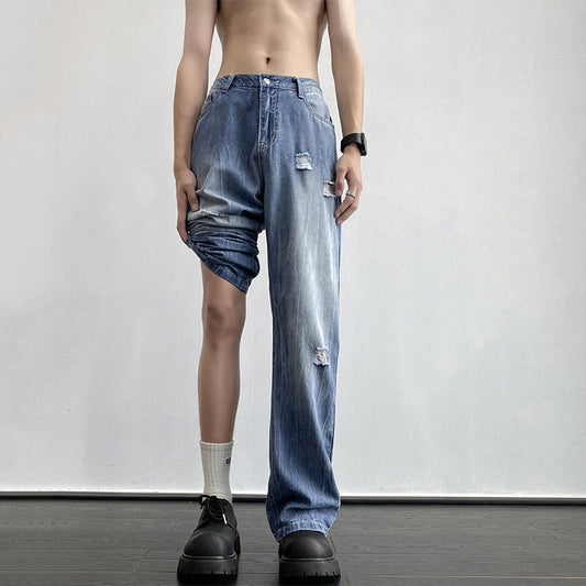 [Gao Jiang Series] ★Casual pants★ Denim pants, trousers, bottoms, unisex, men's, large size, cool, blue