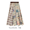 Load image into Gallery viewer, [YUANSE Series] ★Skirt★ Bottoms Plaid Skirt Graffiti Ladies Literary Style
