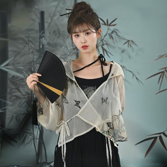 [Daiseiryuu 4 Series] ★Chinese-style tops★ Outerwear, shirts, long-sleeved shirts, sun protection, Chinese clothing, gray