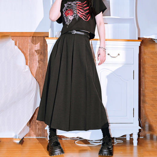 [Kokaisha Series] ★China style pants★ Chiffon gaucho pants Spring/Summer Loose Black Black SML XL