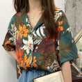 Load image into Gallery viewer, [YOUZI Series] ★Tops★ Shirt, short sleeve, floral pattern, women's, improves temperament, chiffon, thin, summer clothes, easy to match
