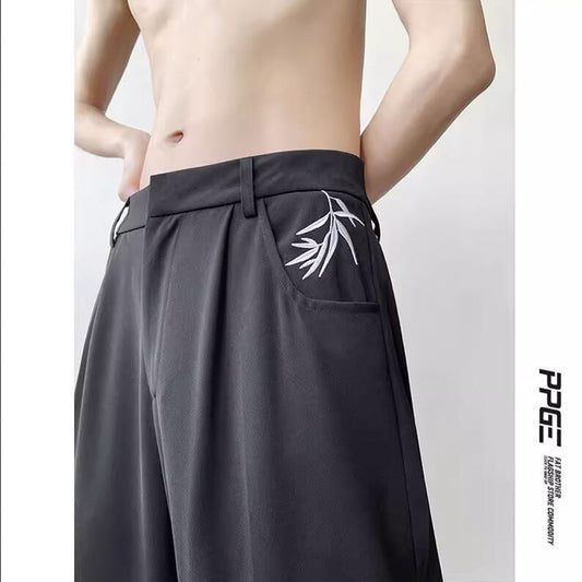 [LPZ Series]★China Style Pants★Casual Pants Trousers Bottoms Bamboo Unisex Men's Black Black