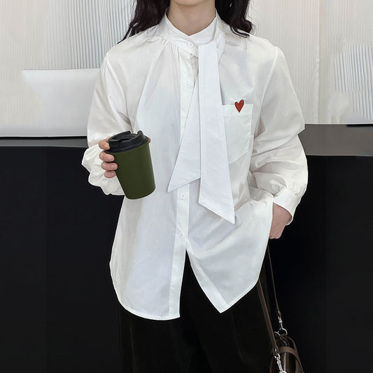 [Tachibana Series]★Shirt★ Tops, Long Sleeve Shirts, Women's, Improves Temperament, White, White Hat, Commuting, Date