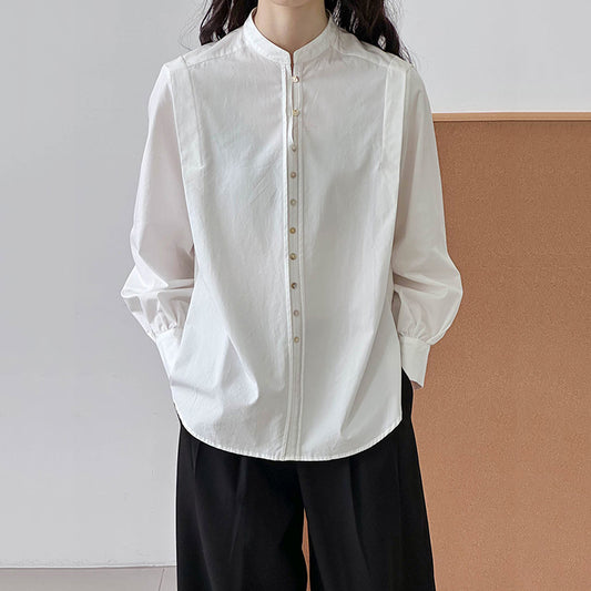 [Tachibana Series]★Shirt★ Tops, long sleeve shirts, women's, improves temperament, simple, white, easy to match