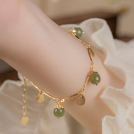 [GULIYA Series]★China Style Bracelet★ Bracelet Accessory Women's Bamboo Fringe Flower Improves Temperament Green