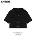 Load image into Gallery viewer, [LHSEN Series]★China style tops★ Shirt short sleeve outerwear black black retro short length
