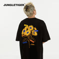 Gallery viewerに画像を読み込む, 【JUNGLETIGERシリーズ】★Tシャツ★ 5color トップス 半袖 男女兼用 メンズ ひまわり 向日葵 コットン 黒 白 灰 青
