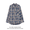 [Feel lonely series]★Shirt★ 2color long sleeve shirt tops plaid pattern unisex men's black blue