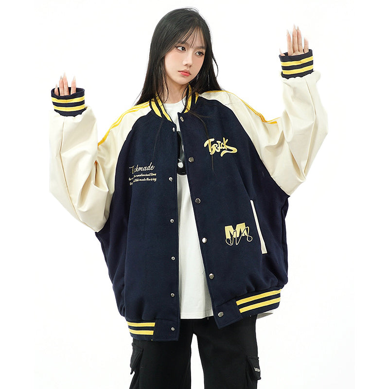 [Amoeba Series] ★Stadium Jacket★ 2color Jacket Switching Color Scheme Unisex Men's Stylish Casual