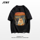 [JTRT Series]★T-shirt★ 9color Tops Short Sleeve Unisex Men's Large Size Cotton Oil Painting Style Cat Cat Cat Pattern