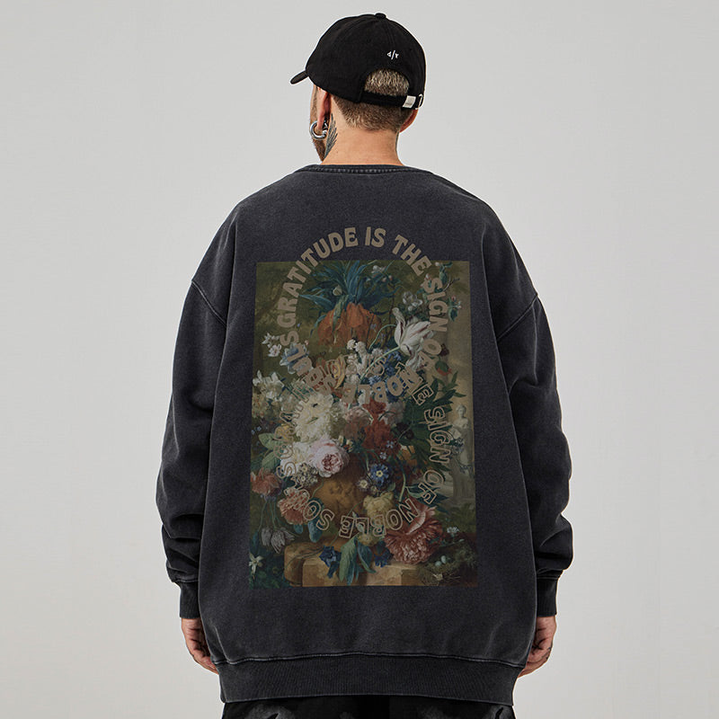 [MOYAN Series] ★Tops★ 2color Sweatshirt Unisex Men's Large Size Cotton Oil Painting Style