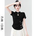 Load image into Gallery viewer, [WEIWU series] ★Chinese style tops★ 2 colors Short sleeve T-shirts for women Easy to match Slimming Cute
