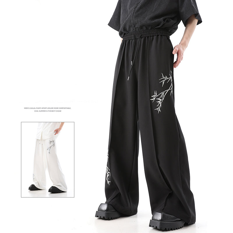 [Illustrated series]★China style pants★Bottoms China button black black unisex men's casual pants