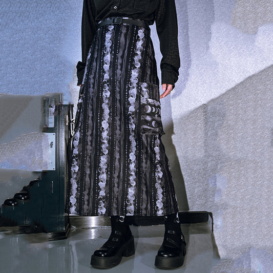 [Kokaisha --- Chichiku Series] ★China style skirt★ Bottoms velvet black black switching floral pattern