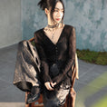 Load image into Gallery viewer, [Daiseiryuu 4 Series] ★Chinese-style top★ V-neck, sheer, long-sleeved shirt, sun protection, Chinese clothing, sexy, black
