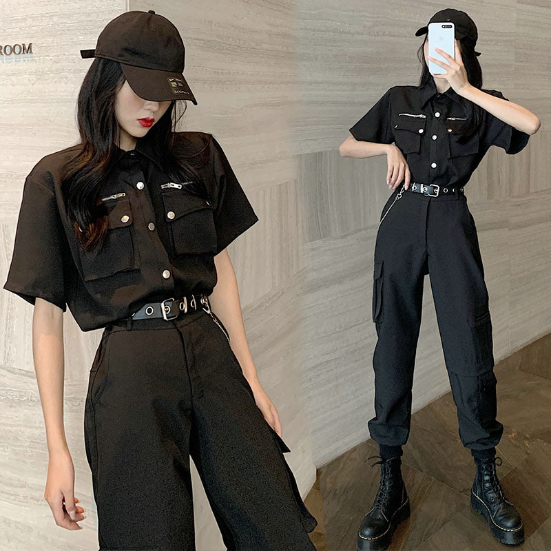 [XRSM Series]★Setup Single Order★ Shirt or Pants Casual Cool Black Black